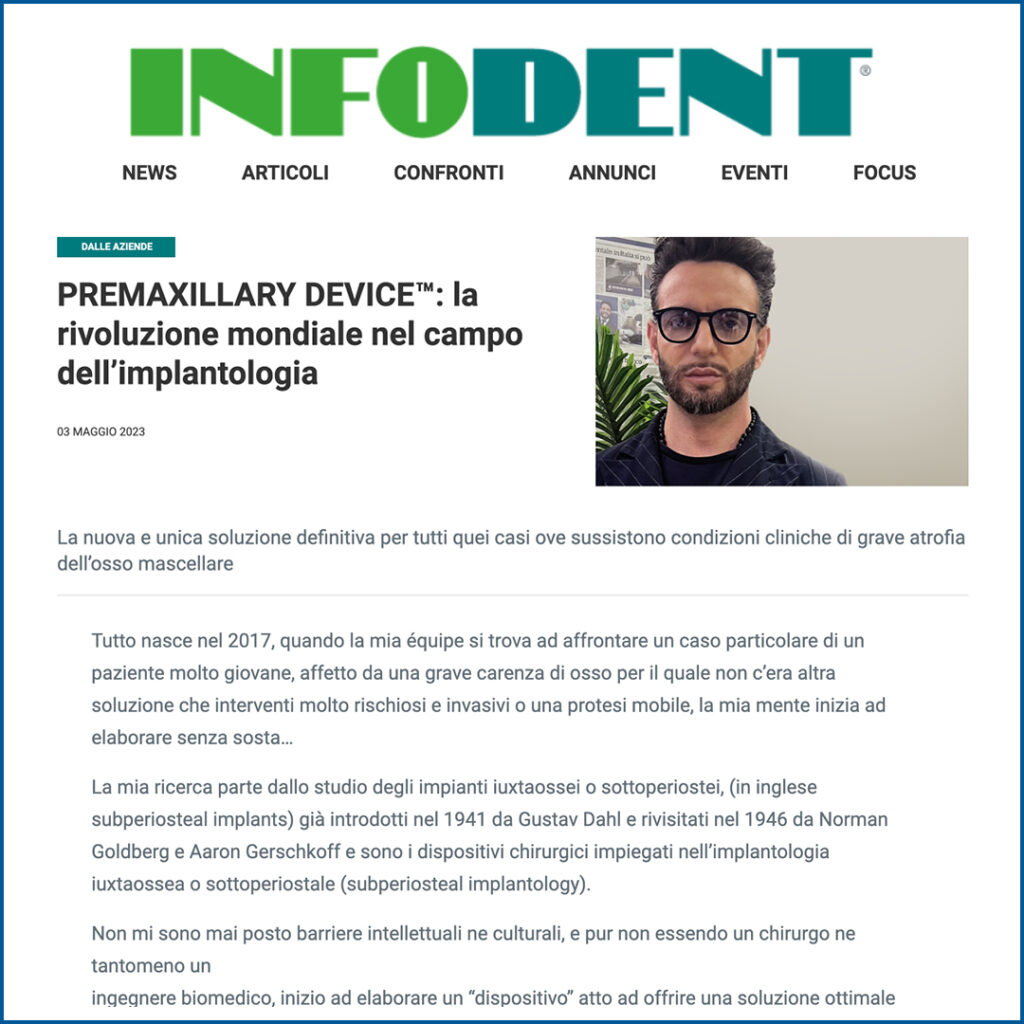 Premaxillary device: la rivoluzione mondiale nel campo dell’implantologia dentale